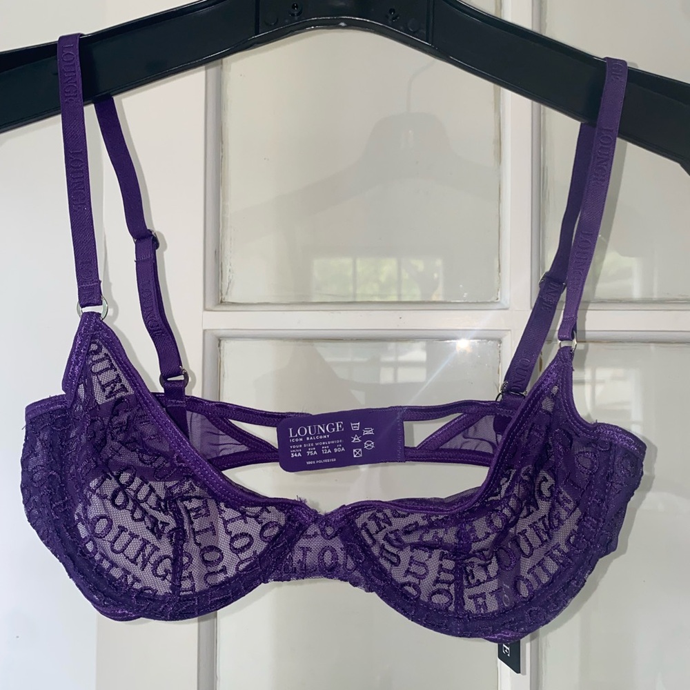 NWT Lounge Mesh Bra Purple Underwire size 32a fits XS / S